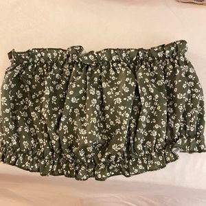 shein floral green tube top